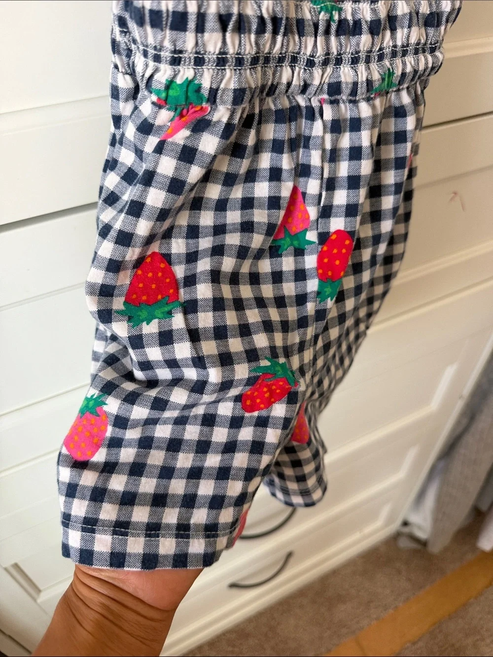 Old Navy Navy Gingham Strawberry Romper